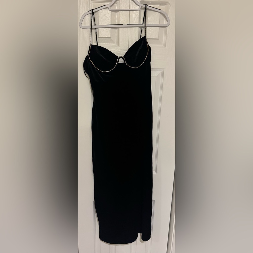 ASTR the label rhinestone bustier dress black velvet soze M NWOT never worn